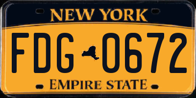 NY license plate FDG0672