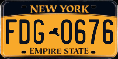 NY license plate FDG0676