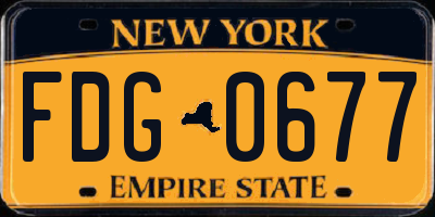 NY license plate FDG0677