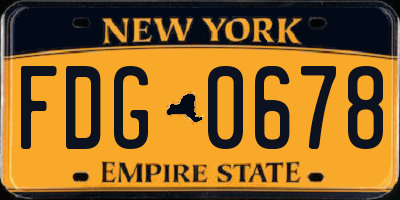 NY license plate FDG0678