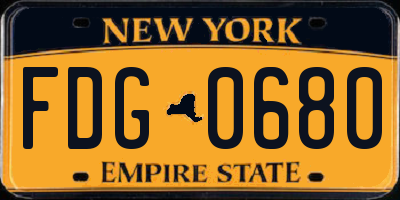 NY license plate FDG0680