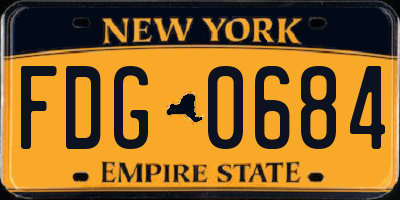 NY license plate FDG0684