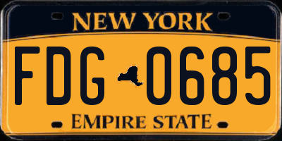 NY license plate FDG0685