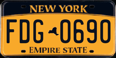 NY license plate FDG0690