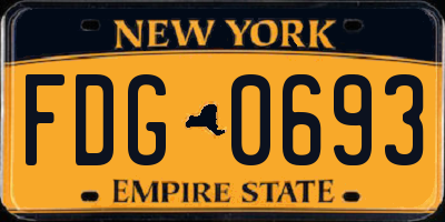 NY license plate FDG0693
