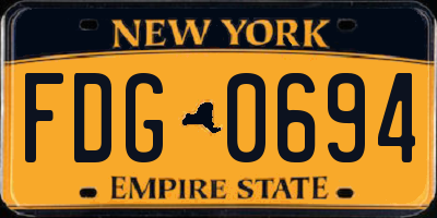NY license plate FDG0694