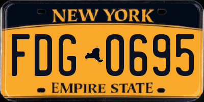 NY license plate FDG0695