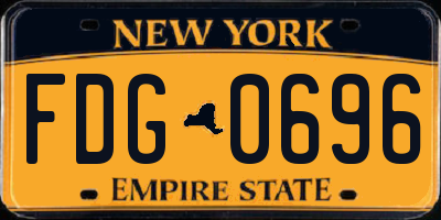 NY license plate FDG0696