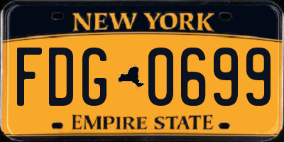 NY license plate FDG0699