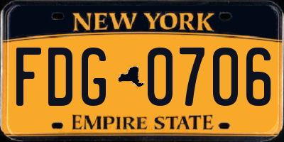NY license plate FDG0706