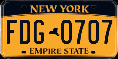 NY license plate FDG0707