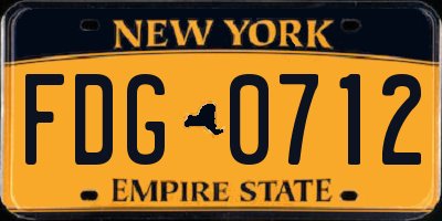 NY license plate FDG0712
