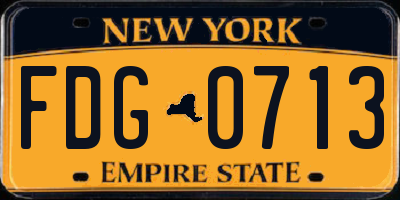 NY license plate FDG0713