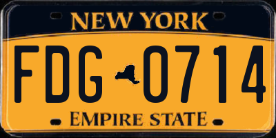 NY license plate FDG0714