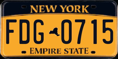 NY license plate FDG0715