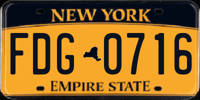 NY license plate FDG0716