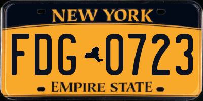 NY license plate FDG0723