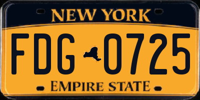 NY license plate FDG0725