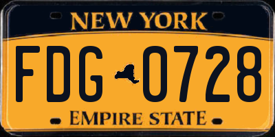 NY license plate FDG0728