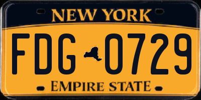 NY license plate FDG0729