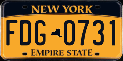 NY license plate FDG0731
