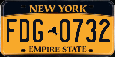 NY license plate FDG0732