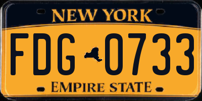 NY license plate FDG0733