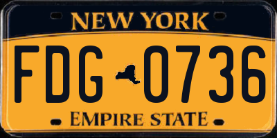 NY license plate FDG0736