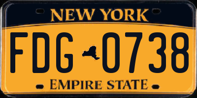 NY license plate FDG0738
