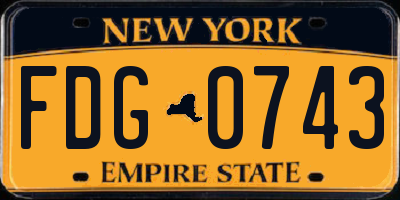 NY license plate FDG0743