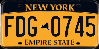 NY license plate FDG0745