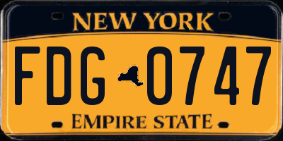 NY license plate FDG0747