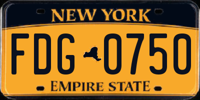 NY license plate FDG0750