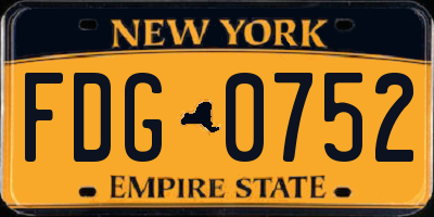 NY license plate FDG0752