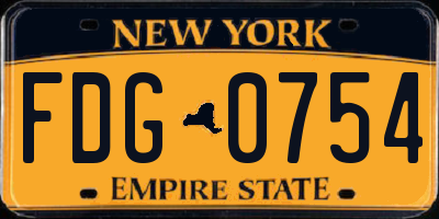 NY license plate FDG0754