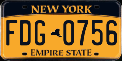 NY license plate FDG0756