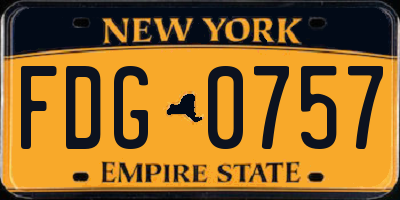 NY license plate FDG0757