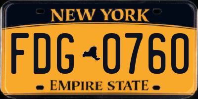 NY license plate FDG0760