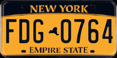 NY license plate FDG0764