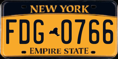 NY license plate FDG0766