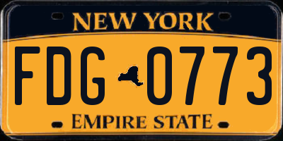NY license plate FDG0773