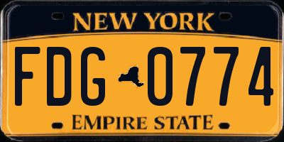 NY license plate FDG0774