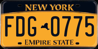 NY license plate FDG0775