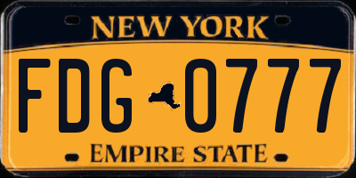 NY license plate FDG0777