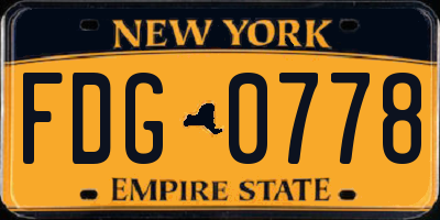 NY license plate FDG0778