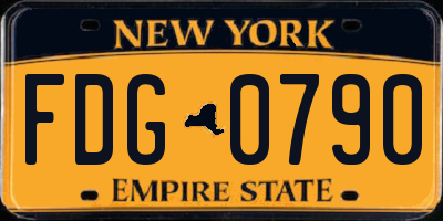 NY license plate FDG0790