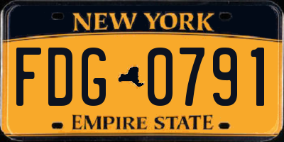 NY license plate FDG0791