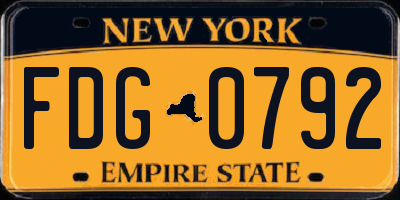 NY license plate FDG0792