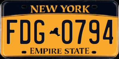NY license plate FDG0794