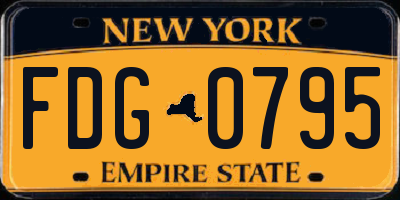 NY license plate FDG0795